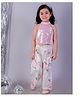 Lil' Drama Halter Neck Sequin Embellished Top & Floral Printed Pant  Set - Pink & White