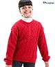 Honeyhap Premium Knitted Full Sleeves High Neck Pullover Sweater With Cable Knit Design & Text Embroidery - Blue