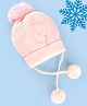 Babyhug Wollen Caps with Pom Pom- Peach