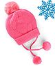 Babyhug Woollen Tie Knot Cap with Pom Pom - Dark Pink