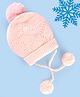 Babyhug Woollen Tie Knot Cap with Pom Pom - Peach