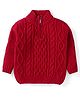 Babyhug Knitted Full Sleeves High Neck Pullover Sweater with Cable Knit Design - Red