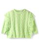 Babyhug Knitted Full Sleeves Sweater with Cable Knit Design & Crochet Detailing - Lime Green
