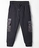 US Polo Assn Cotton Knit Full Length Lounge Pant with Cargo Pockets Solid Colour - Black