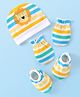 Babyhug 100% Cotton Interlock Knit Cap Mittens & Booties Set with Lion Print - Multicolor