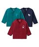 Zero Interlock Knit Full Sleeves Set Of Vests with Text  Print Pack of 3 - Navy Maroon & Teal