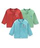 Zero Interlock Knit Full Sleeves Set Of Vests with Text  Print Pack of 3 - Blue Rust & Pista