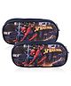 Kuber Industries Pack of 2 Pencil Pouch  Multi-Purpose Travel Pouch  Multi Utility Stationery Pouch  2 Compartments Geometry Box  Lightweight Storage Pouch  Marvel Spider-Man City of Heros  Blue