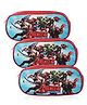 Kuber Industries Pack of 3 Pencil Pouch  Multi-Purpose Travel Pouch  Multi Utility Stationery Pouch  2 Compartments Geometry Box  Lightweight Storage Pouch  Marvel Avengers  Red