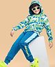 Ollington St. 100% Cotton Knit Full Sleeves Hooded Cut & Sew Sweatshirt & Joggers Set with Text Print -Blue