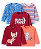 Babyhug Cotton Knit Full Sleeves T-Shirts With Strips & Animal Print Pack of 5 - Dark Red & Blue