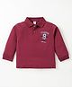 Zero Sinker Knit Full Sleeves Polo T-Shirt with Number Print - Maroon