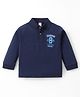 Zero Sinker Knit Full Sleeves Polo T-Shirt with Number Print - Navy