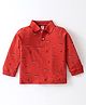 Zero Sinker Knit Full Sleeves  Polo  T-Shirts with Vehicle  Print - Red