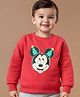 Babyhug Disney Terry Knit Full Sleeves Sweatshirt With Front & Back Mickey Mouse Graphics - Red
