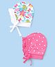 Babyhug 100% Cotton Bonnet Cap with Floral & Polka Dots Print Pack of 2 - Pink & White
