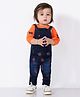 BAD BOYS Full Sleeves Text Printed Tee With Dungaree - Orange