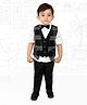 BAD BOYS Full Sleeves Text Printed Shirt Checked Waistcoat With Solid Pant & Bow - Black