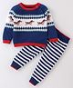 ToffyHouse 100% Cotton Knit Full Sleeves T-Shirt & Lounge Pants With  Puppy Design - Navy & White