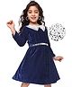 Hola Bonita Full Sleeves Peter Pan Collar Solid Color Frock - Navy