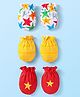 Babyhug Interlock Knit Mittens With Star Print Pack of 3 - White Yellow & Red