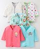 OHMS Single Jersey Knit Full Sleeves Front Open Vests with Chevron & Animal Print Pack of 5 - Pink Blue & White