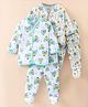 OHMS Single Jersey Knit Full Sleeves Night Suits With Animals Print Pack Of 2 - Blue & Turquoise