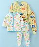 OHMS Single Jersey Knit Full Sleeves Night Suits With Animals Print Pack Of 2 - Yellow & White