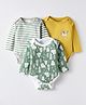 OHMS Single Jersey Knit Full Sleeves Onesies With Unicorn & Forest Print Pack of 3 - Green Yellow & White
