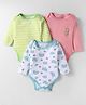 OHMS Single Jersey Knit Full Sleeves Onesies With Animal Print Pack of 3 - White Green & Pink