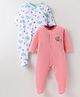 OHMS Single Jersey Knit Full Sleeves Sleep Suit with Cub Print - White