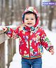 Babyoye Woven Full Sleeves Padded Hooded Jacket With Floral Print - Red