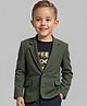 Babyhug Woven Full Sleeves Solid Colour Blazer with Foil Text Printed T-Shirt - Black & Green