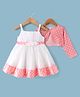 Babyhug Woven Dress With Full Sleeves Shrug Polka Dots Print - White & Peach