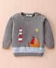 Ollypop Knit Full Sleeves Pullover Sweater with Boat Design - Melange Grey