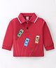 Zero Sinker Knit Full Sleeves Polo T-Shirt with Car Print - Red