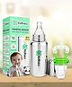 Kidbea Stainless Steel Infant Baby Feeding Bottle,Green silicon Fruit Feeder BPA Free, Anti-Colic, Plastic-Free,304 Grade Medium-Flow Combo of 2