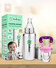 Kidbea Stainless Steel Infant Baby Feeding Bottle,Pink silicon Fruit Feeder BPA Free, Anti-Colic, Plastic-Free,304 Grade Medium-Flow Combo of 2