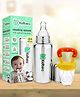 Kidbea Stainless Steel Infant Baby Feeding Bottle,Yellow silicon Fruit Feeder BPA Free, Anti-Colic, Plastic-Free,304 Grade Medium-Flow Combo of 2