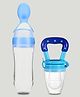 Kidbea Baby Fruit Feeder And Food Feeding Spoon Ultra Soft Food Grade Silicone for Cereals for Infant Baby 3 Months Plus for Baby 6 to 12 Months (Blue Combo)