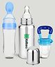 Kidbea Stainless Steel Infant Baby Feeding Bottle, Silicone Food and Fruit feeder BPA Free, Anti-Colic, Plastic-Free, 304 Grade Medium-Flow Combo of 3
