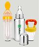 Kidbea Stainless Steel Infant Baby Feeding Bottle, Silicone Food and Fruit feeder BPA Free, Anti-Colic, Plastic-Free, 304 Grade Medium-Flow Combo of 3