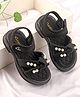Babyoye Velcro Closure Sandal With Pearl Applique- Black