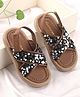 Babyoye Velcro Closure Sandals with Sequin Detailing - Brown