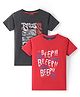 Dapper Dudes Pack Of 2 Half Sleeves Typography Printed Tees - Red & Dark Grey