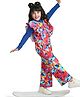 Ollington St. 100% Cotton Frill Sleeves Floral Printed  Jumpsuit & Inner Rib Top - Red & Blue