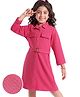 Hola Bonita Three Fourth Sleeves Shirt Dress in Texture Fabric Solid Colour - Pink