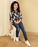 ISHTI  Three Fourth Sleeves Floral Printed Shirt  -  Black