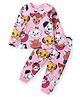 Babyhug Disney Cotton Knit Full Sleeves Night Suit With Multi Characters Print - Pink
