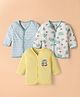 OHMS Single Jersey Knit Half Sleeves Front Open Vests With Animal Print Pack of 3 - Yellow White & Blue